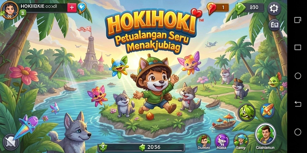 Tampilan gameplay HOKIHOKI yang mendebarkan dan penuh aksi.