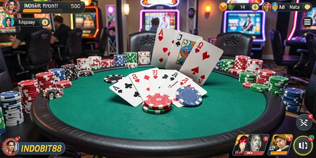 Gameplay mendebarkan di INDOBIT88 dengan berbagai aksi poker.