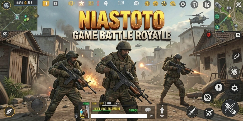 Screenshot NIASTOTO menampilkan pertarungan epik dalam pertarungan Battle Royale.