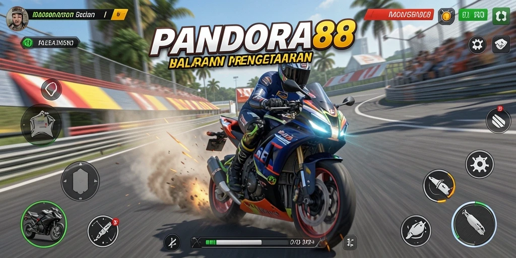 Tampilan seru gameplay PANDORA88 dengan balapan motor yang menegangkan.