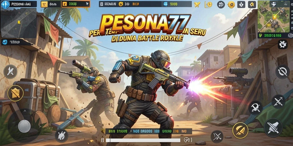 Gameplay seru di PESONA77 menunjukkan aksi pertempuran Battle Royale.