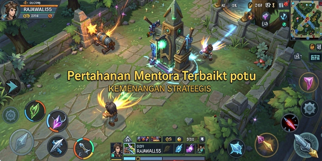 Screenshot gameplay RAJAWALI55 yang menampilkan strategi Tower Defense seru.
