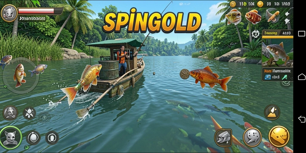 Tampilan gameplay SPINGOLD yang menarik dan penuh warna.