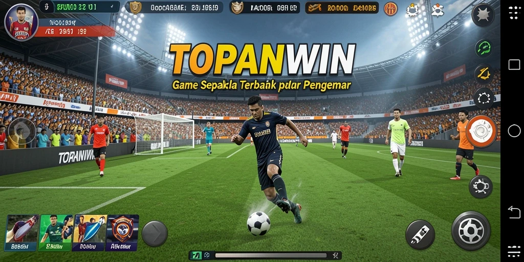 Screenshot gameplay TOPANWIN yang menunjukkan aksi sepak bola yang mendebarkan.
