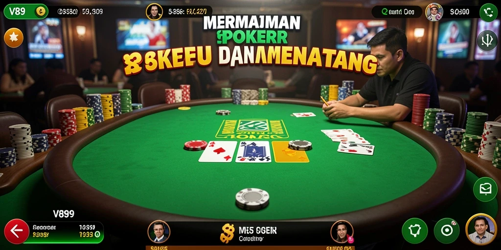 Screenshot gameplay V89 yang menampilkan aksi poker yang mendebarkan.